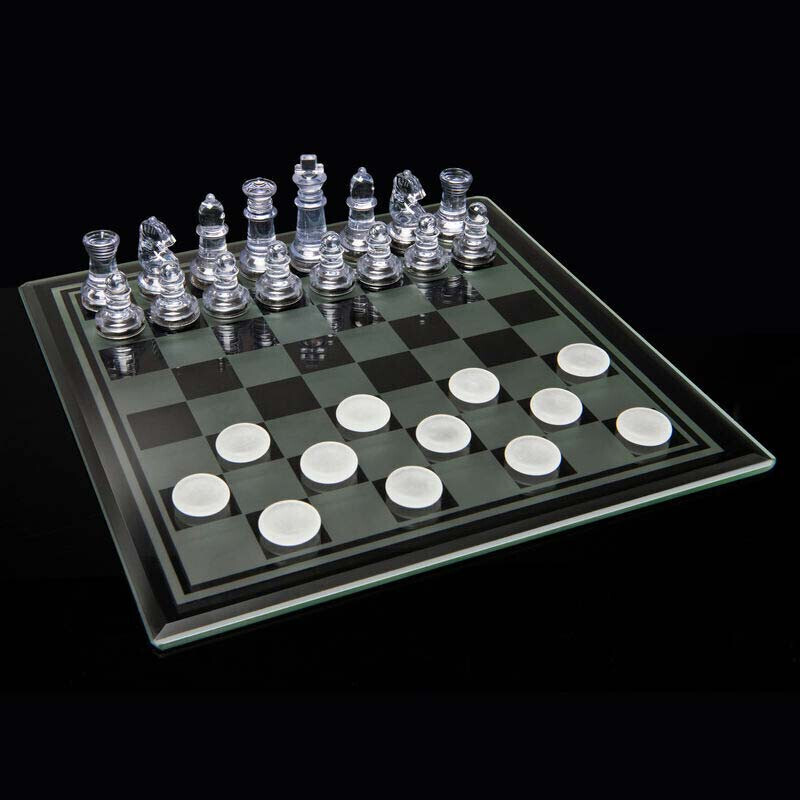 Chess and Checkers Set Glass